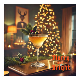 Mid Century Christmas vrolijk en heldere cocktail Foto Afdruk