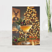 Mid Century Christmas vrolijk en heldere cocktail Kaart (Voorkant)