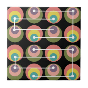 Mid Century Circles Multicolored Tegeltje