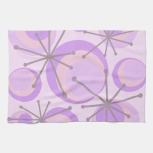 Mid Century Circles Starbursts Lavender Theedoek