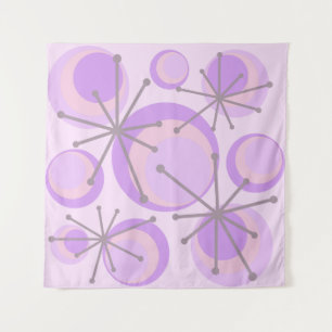 Mid Century Circles Starbursts Lavender Wandkleed