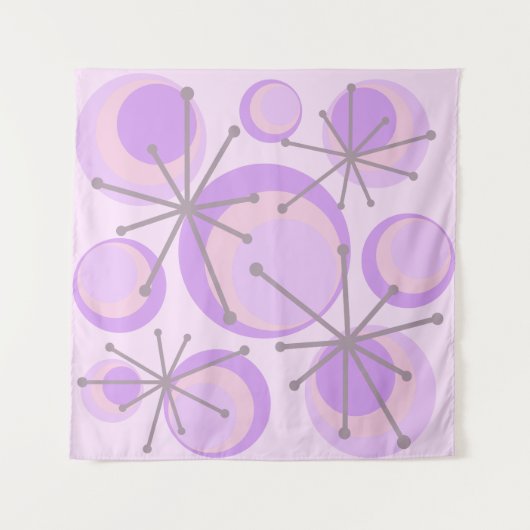 Mid Century Circles Starbursts Lavender Wandkleed (Voorkant)