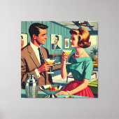Mid Century Cocktail Party Couples - House Warming Canvas Afdruk (Voorkant)
