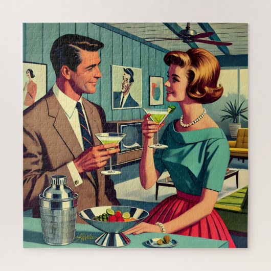 Mid Century Cocktail Party Couples - House Warming Legpuzzel (Verticaal)