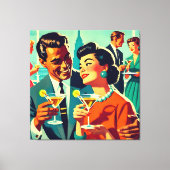 Mid Century Cocktail Party Couples - Mi Amor Canvas Afdruk (Voorkant)