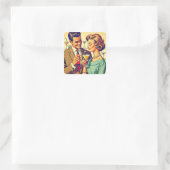 Mid Century Cocktail Party Couples - Temptation Vierkante Sticker (Tas)