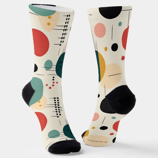 Mid century colorful geometric pattern sokken (Gebogen)