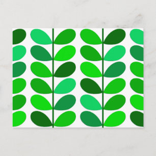 Mid Century Danish Leaves, Emerald and Lime Green Briefkaart
