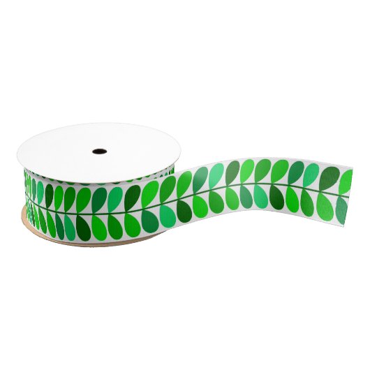 Mid Century Danish Leaves, Emerald and Lime Green Grosgrain Lint (Spoel)