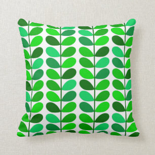 Mid Century Danish Leaves, Emerald and Lime Green Kussen