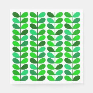 Mid Century Danish Leaves, Emerald and Lime Green Servet