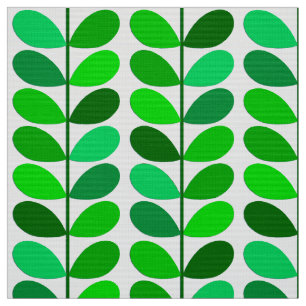 Mid Century Danish Leaves, Emerald and Lime Green Stof