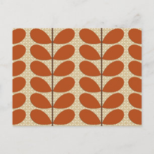 Mid Century Danish Leaves, Rust Brown en Beige Briefkaart