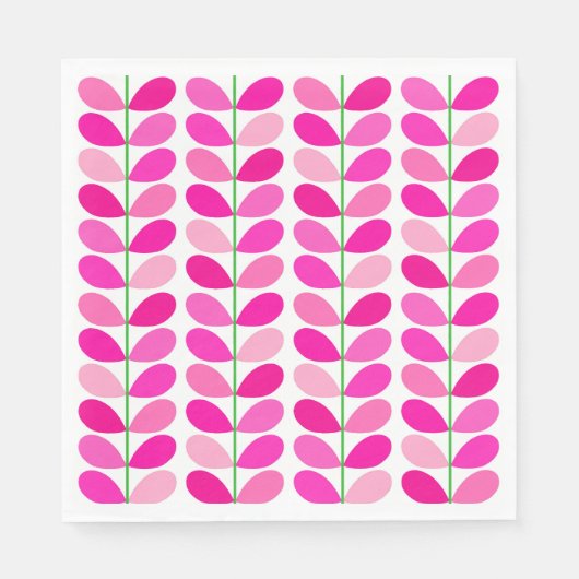 Mid Century Deense bladeren, tinten van Fuchsia ro Servet (Voorkant)