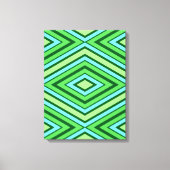 Mid Century Diamond Pattern Jade Green en Aqua Canvas Afdruk (Voorkant)
