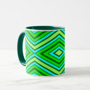 Mid Century Diamond Pattern Jade Green en Aqua Mok