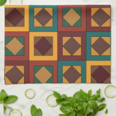 Mid Century Diamond Square Geometric Pattern Theedoek (Gevouwen)