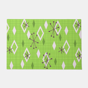 Mid Century Diamonds Starbursts Chartreuse Deurmat