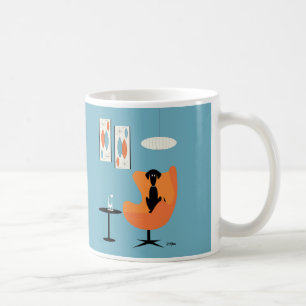 Mid Century Dog in een turquoise kamer Koffiemok