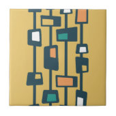 Mid Century Funky Blocks Geel Tegeltje (Voorkant)
