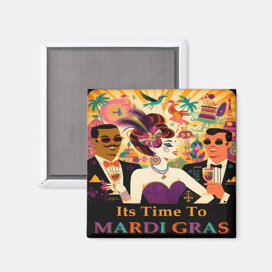 Mid Century Futuristische Mardi Gras Cocktail Part Magneet (Voorkant / Achterkant)