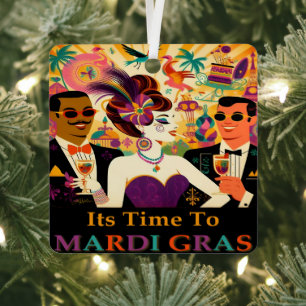 Mid Century Futuristische Mardi Gras Cocktail Part Metalen Ornament