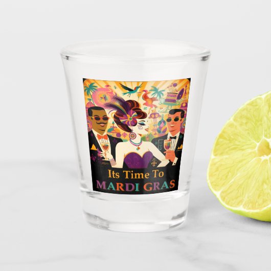 Mid Century Futuristische Mardi Gras Cocktail Part Shot Glas (Voorkant)