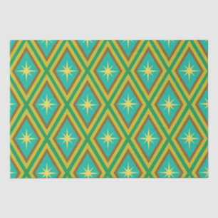 Mid Century Gele Sterren op Retro diamanten Patroo Tissuepapier