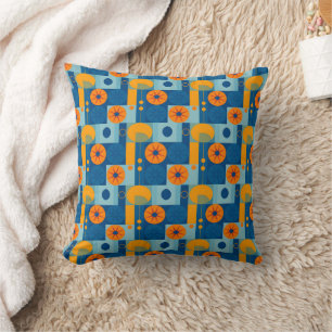 Mid-Century Geo Bloom Naadloos Patroon Kussen