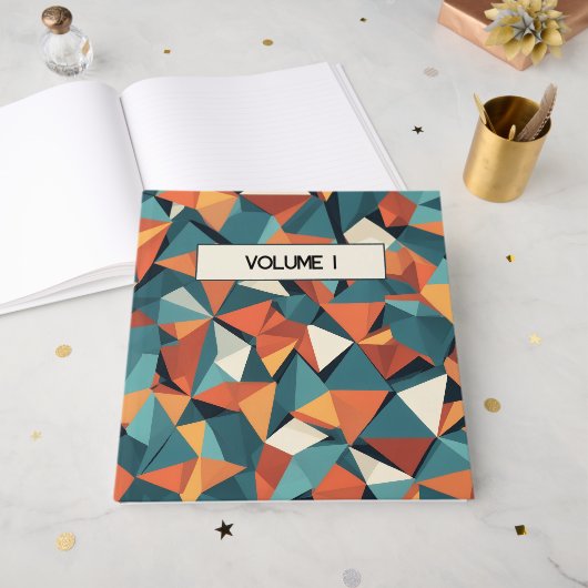 Mid-Century Geometric Teal & Orange | Custom Book Gastenboek (Voorkant open)