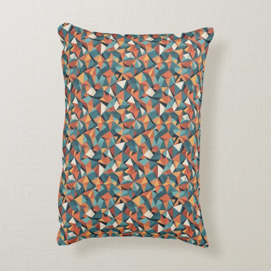Mid-Century Geometric Teal & Orange Pattern Accent Kussen (Achterkant (Verticaal))