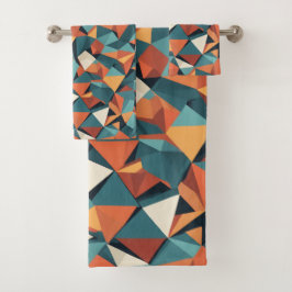 Mid-Century Geometric Teal & Orange Pattern Bad Handdoek
