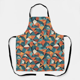 Mid-Century Geometric Teal & Orange Pattern Schort