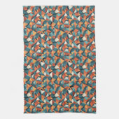 Mid-Century Geometric Teal & Orange Pattern Theedoek (Verticaal)