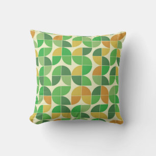 Mid Century Geometrisch Groen Sinaasappel Patroon  Kussen