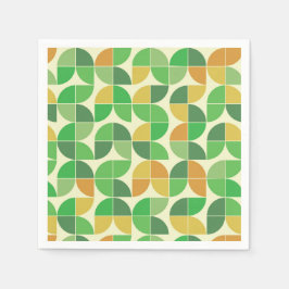 Mid Century Geometrisch sinaasappel en groen patro Servet