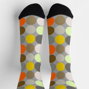 Mid-Century Giant Dots, Gray, Gold and Orange Sokken