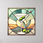 Mid Century Glas in lood 2 Olive Martini Canvas Afdruk (Voorkant)