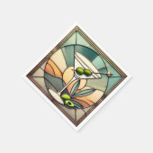 Mid Century Glas in lood 2 Olive Martini Servet (Hoek)