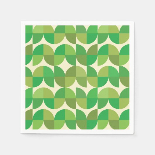 Mid Century Green Geometrisch Abstract patroon Servet (Voorkant)