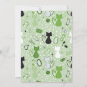 Mid Century Green Heart Cats Invitation Anniversai (Dos)