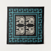 Mid Century Griekse sleutel met paarden Wandkleed (Voorkant (horizontaal))