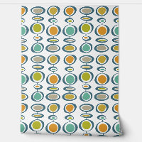 Mid Century Groene Turquoise Blauwe Abstracte Cirk