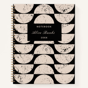 Mid Century Grunge Circles & Script Naam Notitieboek