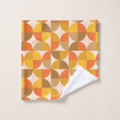 Mid Century Half Circles geel Sinaasappel bruin Bad Handdoek (Wasdoekje)