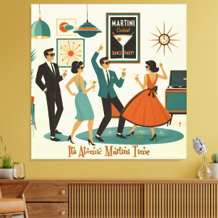 Mid Century Het Is Tijd Voor Een Atomische Martini Canvas Afdruk