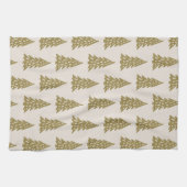 Mid Century Holiday Tree Patroon Goud Theedoek (Horizontaal)