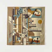 Mid Century Interior Design Art Lounge Wandkleed (Voorkant (horizontaal))