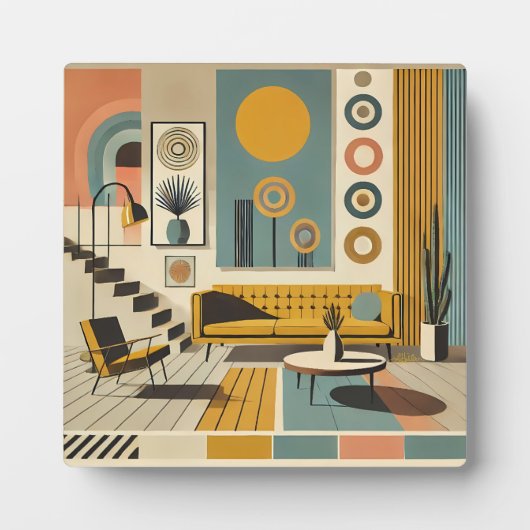 Mid Century Interior Design Desert Livingroom Fotoplaat (Voorkant)