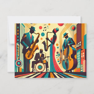 Mid Century Jazz Age Kwartet Briefkaart